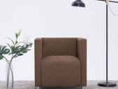 Cube Armchair Brown Fabric