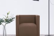 Cube Armchair Brown Fabric