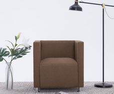 Cube Armchair Brown Fabric