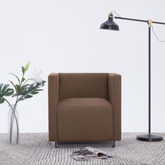Cube Armchair Brown Fabric
