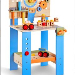 Wooden Kids Workbench Toy with 62 Accessories  Role Play Builder Set for Ages 3