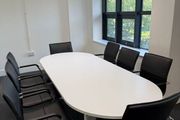 White modern boardroom table  with 8 chairs