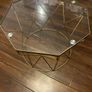 Table Set with glass top with gold design coffee and side table Image 10