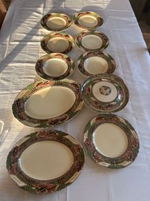 Vintage 1930s Myott Son & Co "England's Countryside" 10-Piece Service (H.W.340)