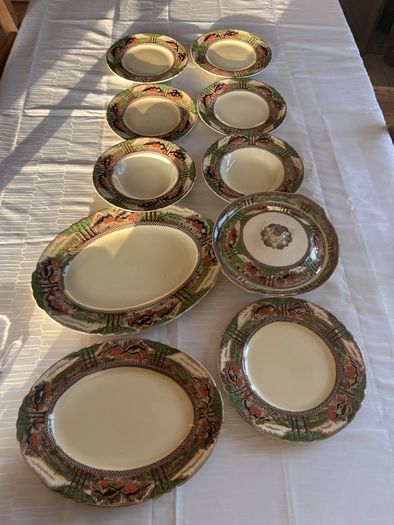 Vintage 1930s Myott Son & Co "England's Countryside" 10-Piece Service (H.W.340)