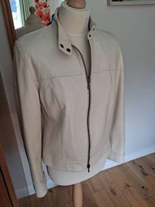 M&S Stone Soft Leather Jacket Size 12