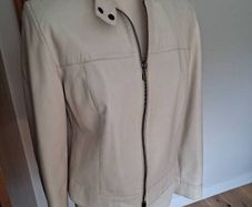 M&S Stone Soft Leather Jacket Size 12