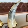 Vintage Mid Century Hand Carved Dykehead Scotland Penguin Bovine Horn Figure Image 2