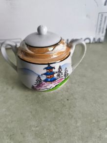 Vintage Japanese Lusterware Sugar bowle and lid  Hand Painted