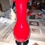Beautiful Old Red Vase Fluted Top Rim with Handles Image 4