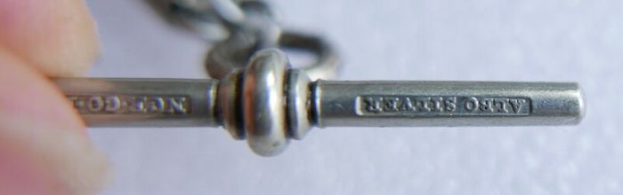 Victorian Albert  Solid Silver Albert Watch Chain "N.G.R.CO.REG" Birmingham or Chester. length 12" - 41,9g