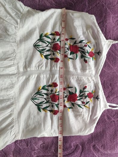 FF Tesco White Embroidered Floral Cotton Cami Top Peplum Hem