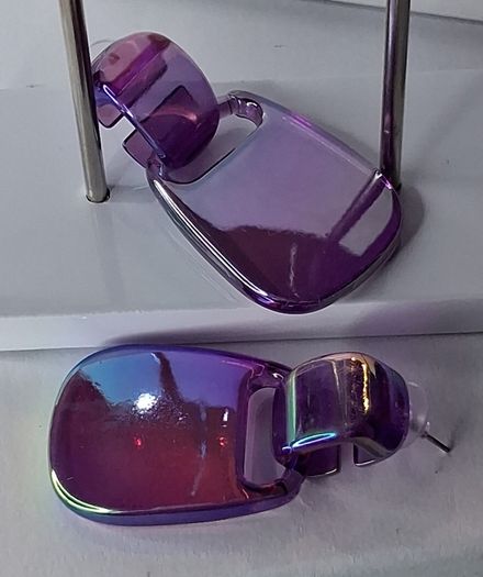 Metallic Purple Retro Buckle Iridescent Earrings