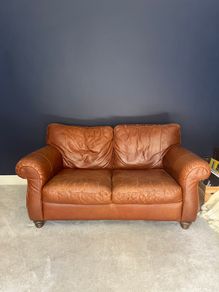 Brown leather couch