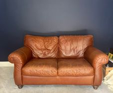 Brown leather couch