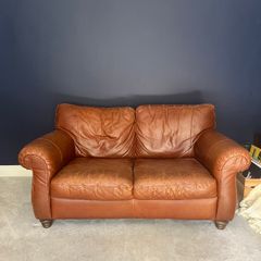 Brown leather couch