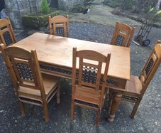 Mexican Pine Dining Table + Six Chairs