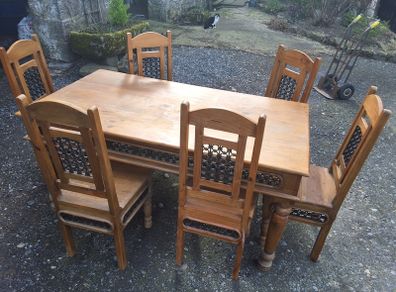 Mexican Pine Dining Table + Six Chairs