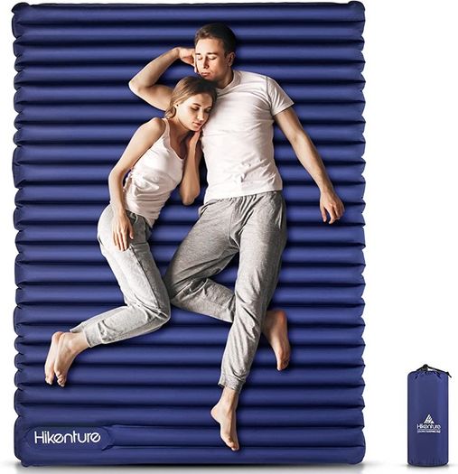 Inflatable Double Camping Mat with Foot Pump, Ultralight Air Camp Mattress 120cm 140cm for 2 Person, Compact and Moistureproof Sleeping Mat for Hiking, Backpacking, Hammock, Tent (FREE POSTAGE)