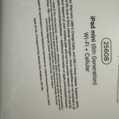 iPad mini,256GB (6th Generation) WiFi+Cellular (IRISH STOCK)Brand New Sealed 1 Year Apple Warranty (Space Grey)
