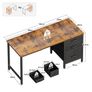 Computer Desk with Drawers Office Desk with Storage, Reversible Small Desks for Home Office Vintage Brown Image 3