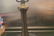 Antique Bronze Leaded Glass Tiffany Table Lamp.