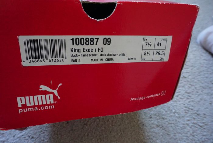 Football Boots Puma King Exec Black/Red (2007) Size 7UK FG