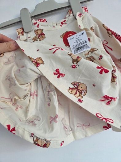 Next Cream Bear and Red Gingham Baby Dresses