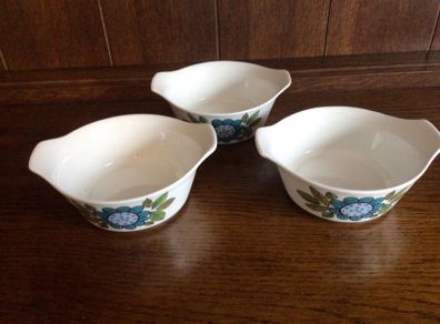 Retro Vintage Studio pottery J&G Meakin Floral soup bowls x3