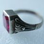Antique 925 Sterling Silver Ruby Ring -Antique Mens Ruby Ring Image 5