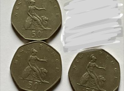 Elizabeth II 2nd portrait 1970 1979 1980 50p uk coins