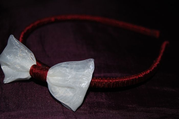 Handmade organza hairband with white bow