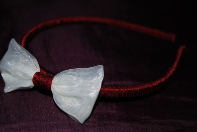 Handmade organza hairband with white bow
