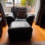 leather 3 piece sofa and foot stool Image 6