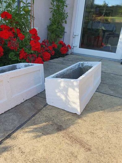 Pair of composite stone windowboxes