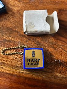Vintage harp measuring tape key ring