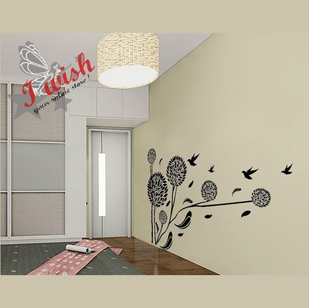 Dandelion Flower & Birds Wall Stickers Nice Stylish Home Decor 