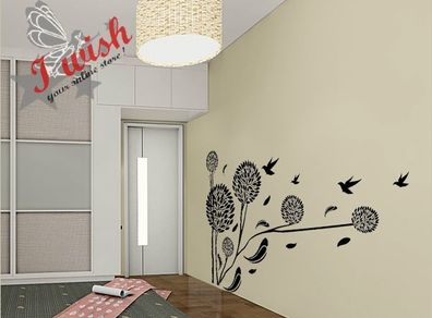 Dandelion Flower & Birds Wall Stickers Nice Stylish Home Decor 
