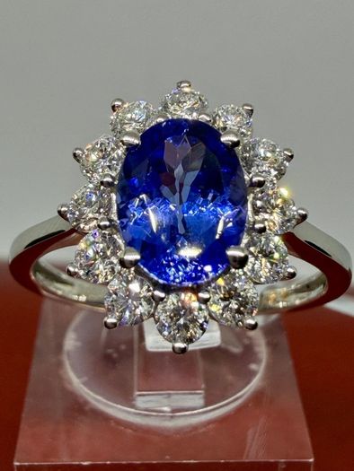 Diamond 950 Platinum AAA Tanzanite & Lab Grown Diamond