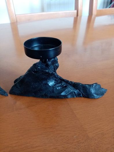 Pair of wooden candle holders