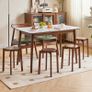 4pcs Solid Stackable Wood Round Stool, Shoes change Dressing Stool for Living Room, Dining Room, Kitchen, Classroom, 27/27/45CM Brown Image 2