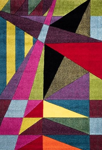 Multicoloured Large Rugs for Living Room Soft Thick Colorful Bedroom Rug Geometric Design Door & Floor Mat (Polygone, 160 x 230 cm)