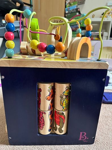 zany zoo wooden activity cube