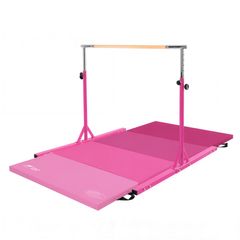 Fold up gymnastics bar and mat.