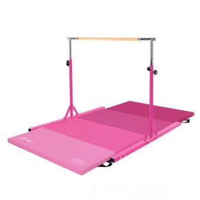 Fold up gymnastics bar and mat.