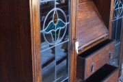 Antique English made By Harrison and Gibson Ilford very rare piece Bureau / Display case with original stained glass with brass fittings and locks. Circa 1930s beautiful