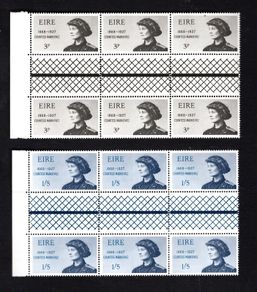 1968 Ireland Centenary of the Birth of Countess Markiewicz Commemorative Stamp T-Gutter Pairs Mint Never Hinged (MNH)