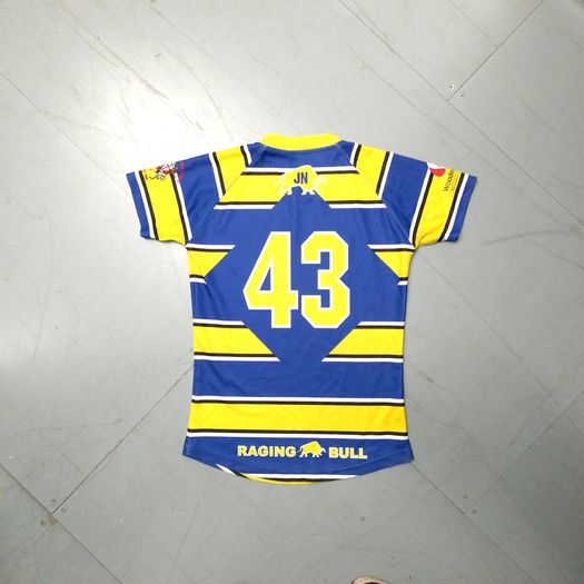 Old Ruts FC (S) Player Issue Rugby Jersey  Raging Bull Shirt  Yellow Blue Small
