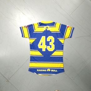 Old Ruts FC (S) Player Issue Rugby Jersey  Raging Bull Shirt  Yellow Blue Small