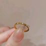 18k Gold Plated Stainless Steel & Cubic Zirconia Stackable Ring Image 5